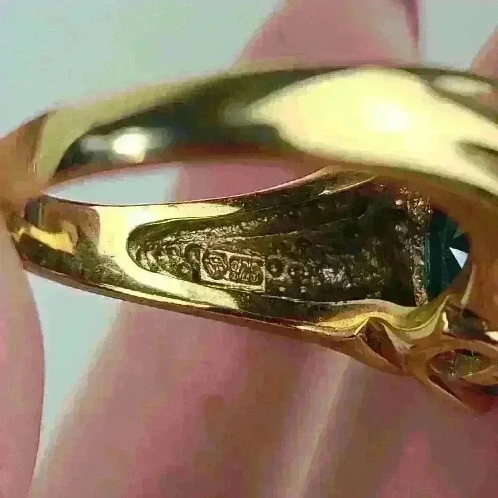 Blue Topaz Sterling Silver 925 ring gold plated outside size 9 unseix ring - Picture 10 of 17